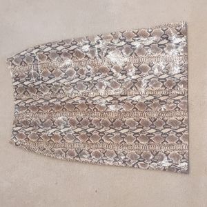 Vakko reptile print leather skirt